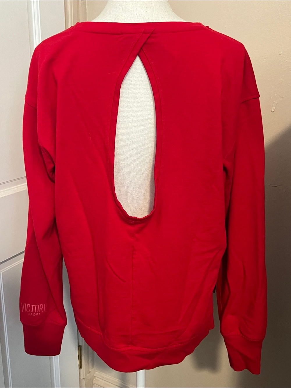 Victoria Sport Red Open-Back Crewneck Sweatshirt